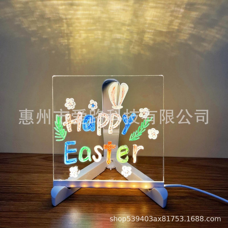 Generic diy erasable luminous acrylic transparent writing board message board small blackboard Billboard stall led fluorescent board  - Image 3