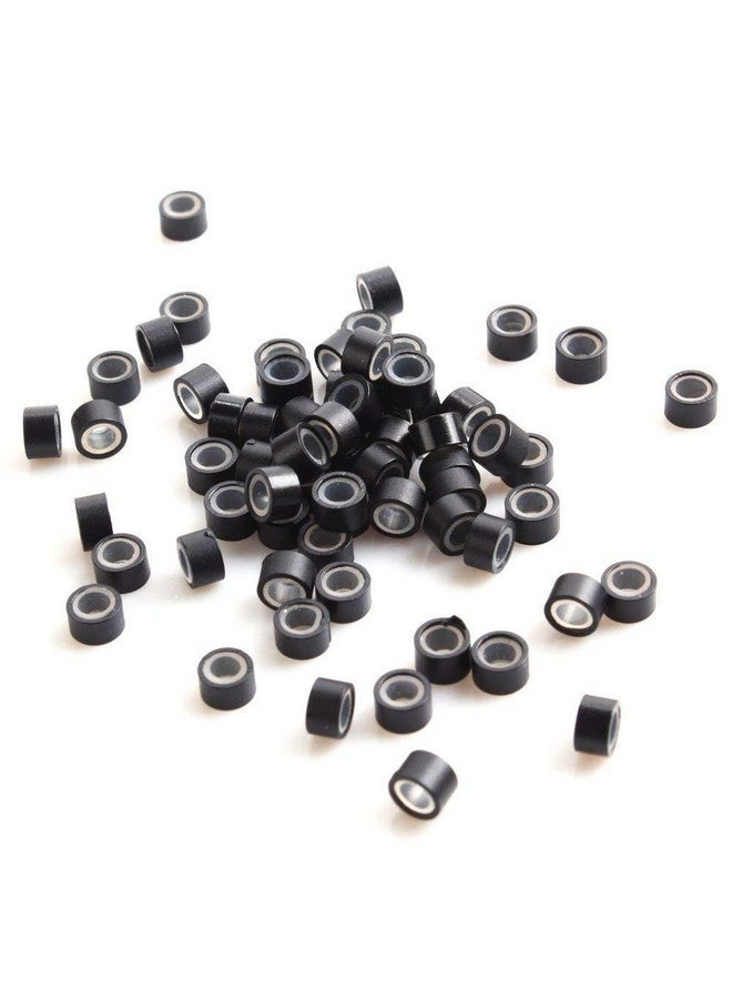 BLUSHIA Micro Rings 5mm Black Silicone Lined 200 Pcs Links Beads Linkies for Pre Bonded I Tip Human Hair Extensions Feather Hair Extensions - Image 5
