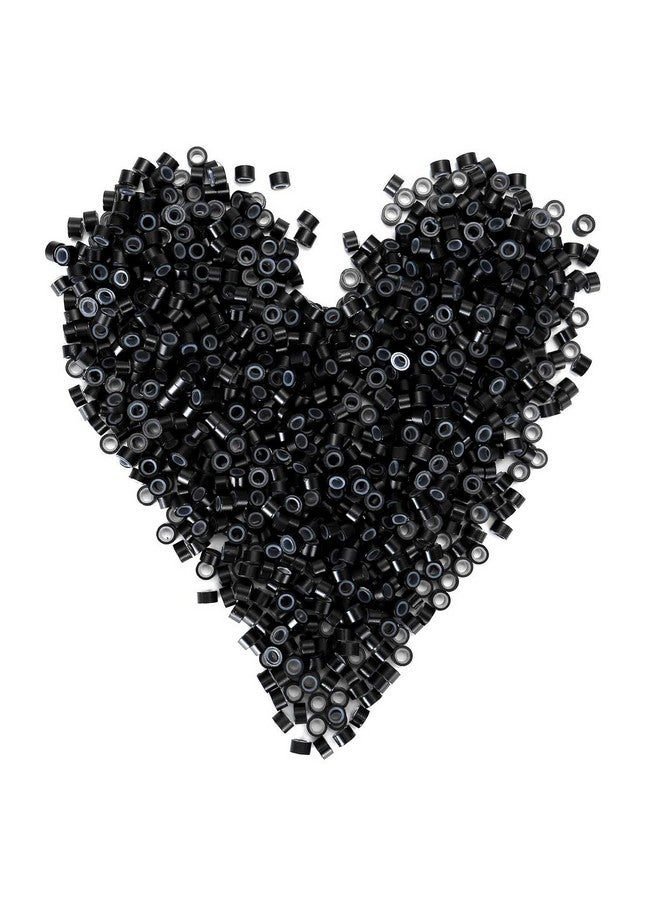 BLUSHIA Micro Rings 5mm Black Silicone Lined 200 Pcs Links Beads Linkies for Pre Bonded I Tip Human Hair Extensions Feather Hair Extensions - Image 2