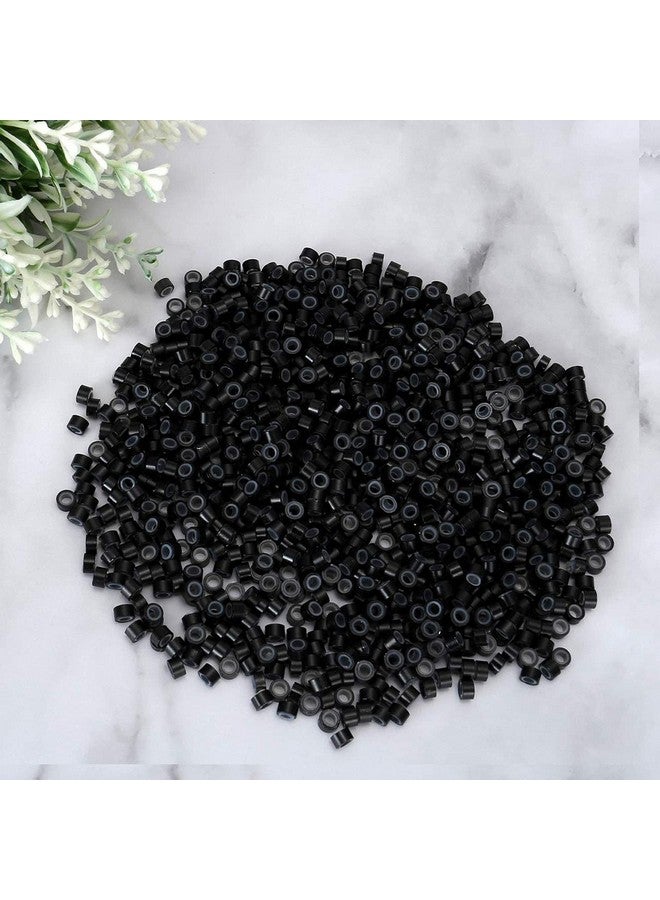 BLUSHIA Micro Rings 5mm Black Silicone Lined 200 Pcs Links Beads Linkies for Pre Bonded I Tip Human Hair Extensions Feather Hair Extensions - Image 3