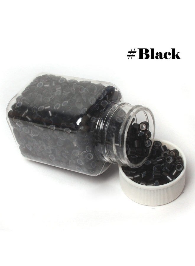 BLUSHIA Micro Rings 5mm Black Silicone Lined 200 Pcs Links Beads Linkies for Pre Bonded I Tip Human Hair Extensions Feather Hair Extensions - Image 4