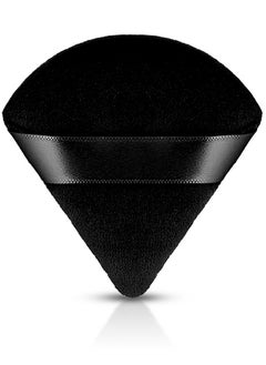 Kanza Triangle Makeup Powder Puff Soft Cosmetic Sponge Reusable Makeup Powder Sponge with Strap for Loose Powder Foundation Eyes Corners Wet Dry Makeup (Black) 