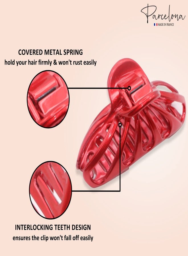 Parcelona French Small Rain Drop Small 2 3/4 Inches Red Jaw Hair Claw Clip (Glossy Red) - Image 3