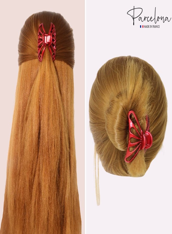 Parcelona French Small Rain Drop Small 2 3/4 Inches Red Jaw Hair Claw Clip (Glossy Red) - Image 5
