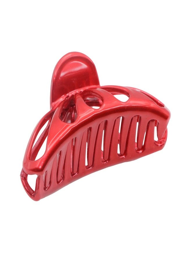 Parcelona French Small Rain Drop Small 2 3/4 Inches Red Jaw Hair Claw Clip (Glossy Red) - Image 1