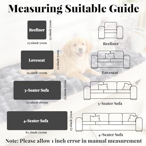 UOFON Dog Couch Covers for Sofa Washable, Pet Sofa Covers Slipcover Non-Slip Soft Thick Fuzzy Mat for Cats Dogs, Pet Friendly Couch Protector for Car, Cushion Furniture, Loveseat, Black, 27.6"x59.1" - Image 5