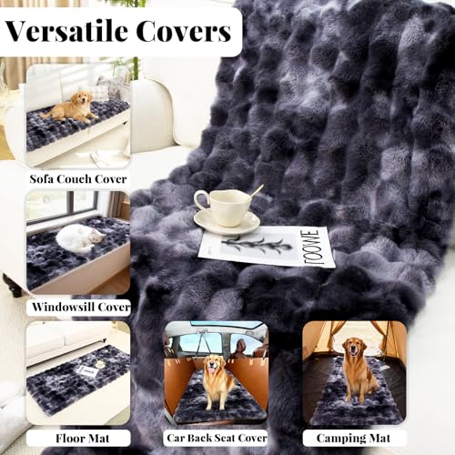 UOFON Dog Couch Covers for Sofa Washable, Pet Sofa Covers Slipcover Non-Slip Soft Thick Fuzzy Mat for Cats Dogs, Pet Friendly Couch Protector for Car, Cushion Furniture, Loveseat, Black, 27.6"x59.1" - Image 3