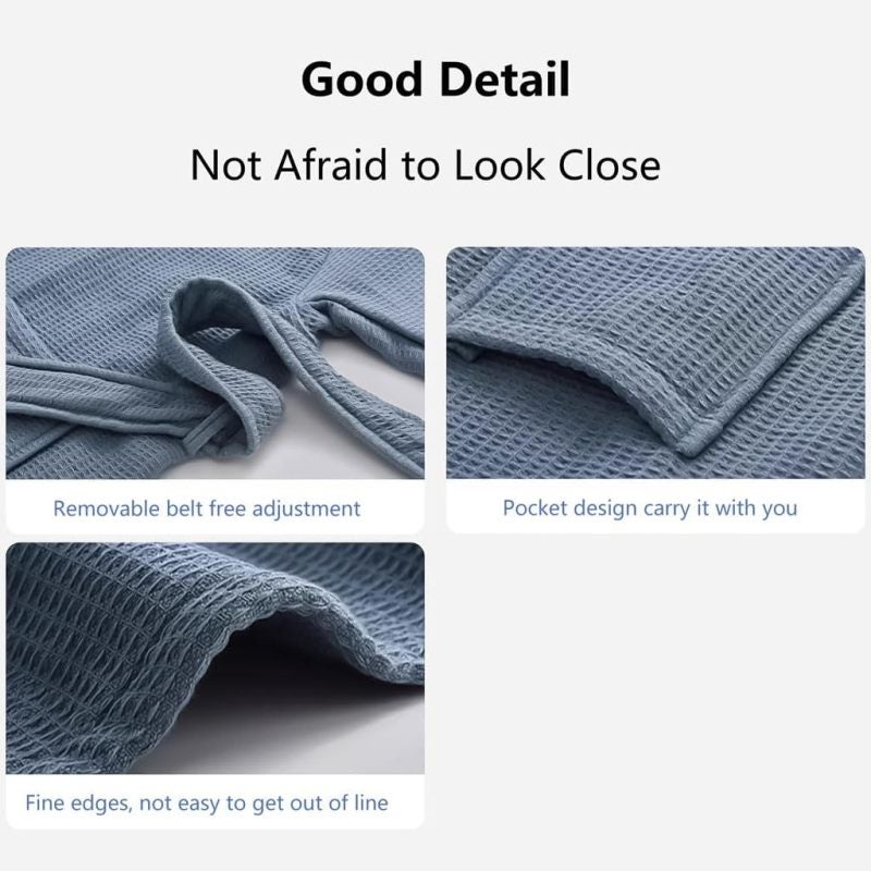 Kids Hooded Bathrobe: Blue Size L Ultra Soft Cotton - Cozy Toddler Bathrobe for Bath Time Morning Wear - Image 5