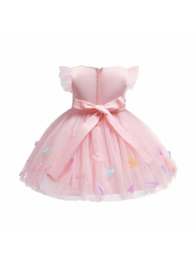 Glamulice Baby Girls Pink Flower Dress Infant First Birthday Outfit Wedding Bridesmaid Party Christmas Dresses 6-12 Peach Toddler Fancy Princess Photo Shoots Holiday Formal Tulle Ball Gown Event 6M - Image 5