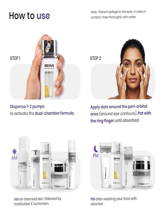 SkinInspired iREVIVE Dual Chamber Under Eye Serum | 15% Encapsulated Kojic Acid + Matrixyl 3000 | Dark Circle, Pigmentation, Puffiness & Fine Line | Brightening, Lifting & De-Puffing Eye Treatment | 24ml - Image 4