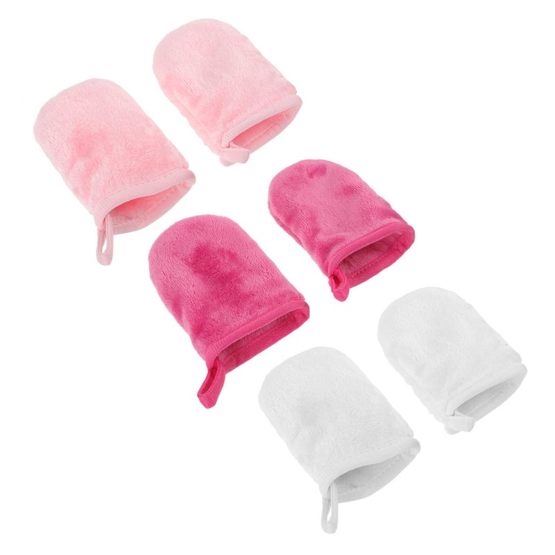 Soft Reusable Makeup Remover Gloves 6 Pack For Sensitive Skin In White Rose Red Pink - Image 2