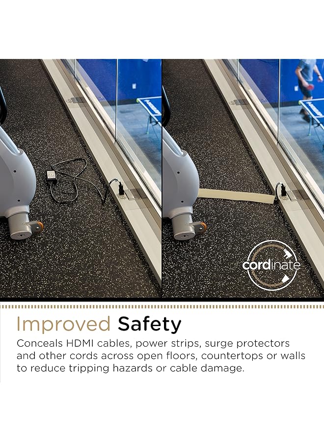 erorex 6Ft Floor Cord Cover Cable Protector Hide Extension Cords Protect Cords Prevent Cable Trips Heavy Duty Cord Hider Cable Cavity = 0.75 Inch W X 0.43 Inch H Tan - Image 3