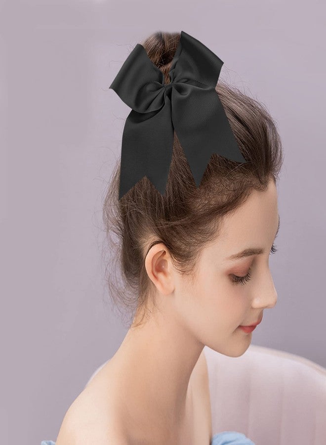 CN Large Cheer bow 8" Girls Ponytail Holders Jumbo Teams Cheerleaders Hair Bows Competition Sports Elastic Hair Ties Accessories (Black) - Image 5