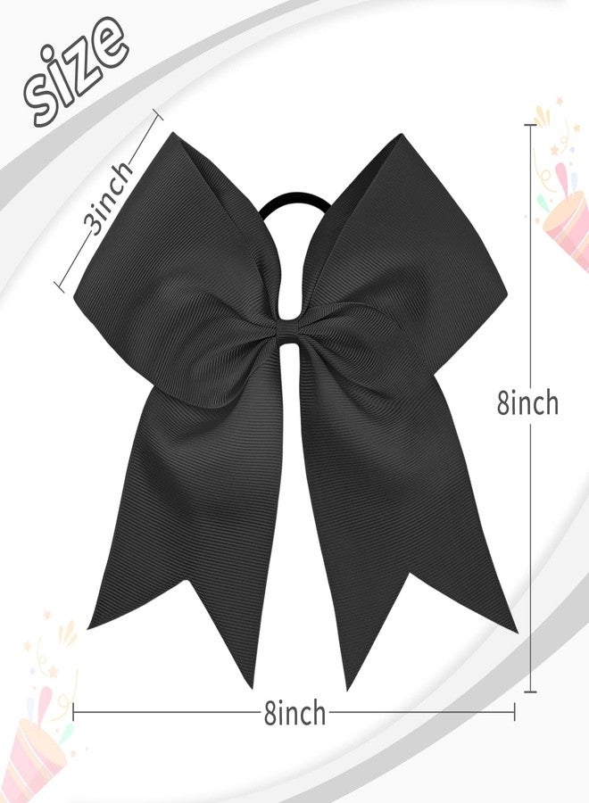 CN Large Cheer bow 8" Girls Ponytail Holders Jumbo Teams Cheerleaders Hair Bows Competition Sports Elastic Hair Ties Accessories (Black) - Image 4