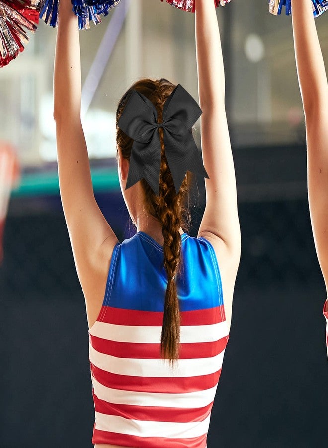 CN Large Cheer bow 8" Girls Ponytail Holders Jumbo Teams Cheerleaders Hair Bows Competition Sports Elastic Hair Ties Accessories (Black) - Image 2