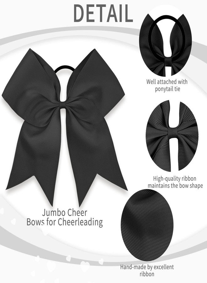 CN Large Cheer bow 8" Girls Ponytail Holders Jumbo Teams Cheerleaders Hair Bows Competition Sports Elastic Hair Ties Accessories (Black) - Image 3