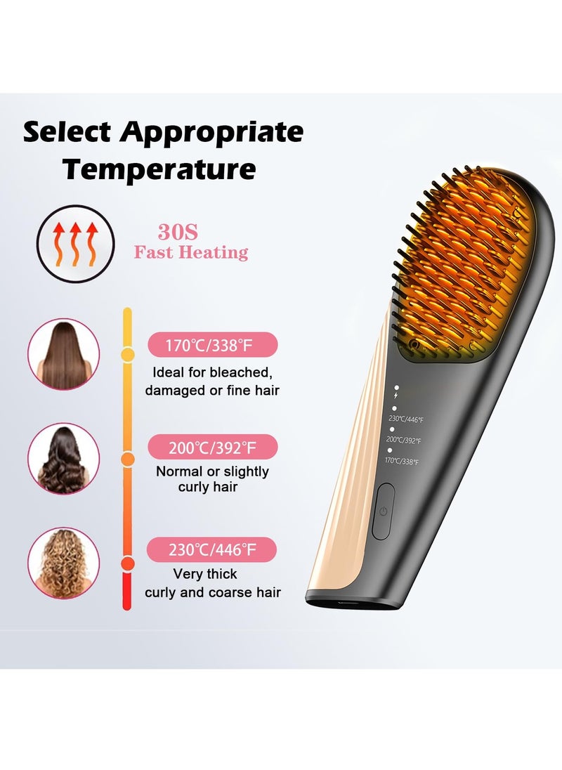 DOSCHER Cordless Hair Straightener Brush - 10,000mAh Dual Battery (5000mAh*2), Fast Heat-Up, 3 Temp Modes, Compact & Portable Styler for Travel  - Image 3