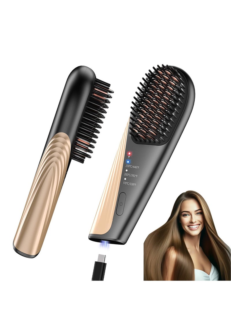 DOSCHER Cordless Hair Straightener Brush - 10,000mAh Dual Battery (5000mAh*2), Fast Heat-Up, 3 Temp Modes, Compact & Portable Styler for Travel  - Image 1