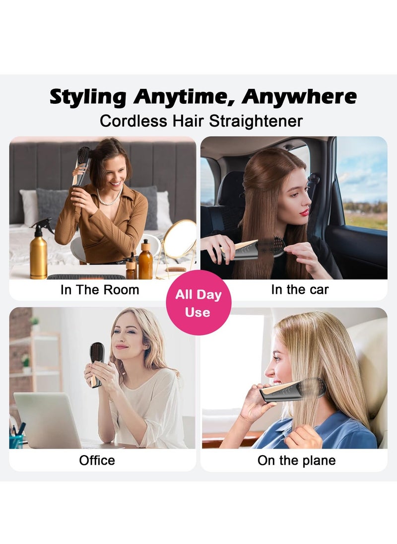 DOSCHER Cordless Hair Straightener Brush - 10,000mAh Dual Battery (5000mAh*2), Fast Heat-Up, 3 Temp Modes, Compact & Portable Styler for Travel  - Image 4