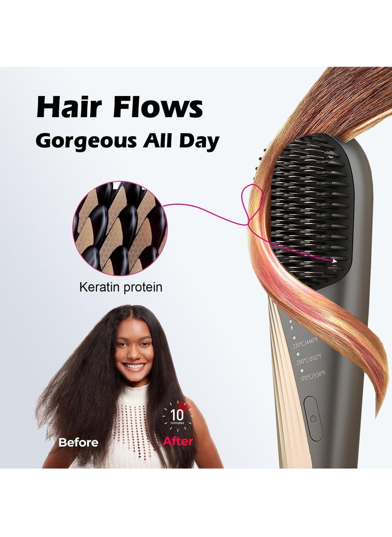 DOSCHER Cordless Hair Straightener Brush - 10,000mAh Dual Battery (5000mAh*2), Fast Heat-Up, 3 Temp Modes, Compact & Portable Styler for Travel  - Image 5