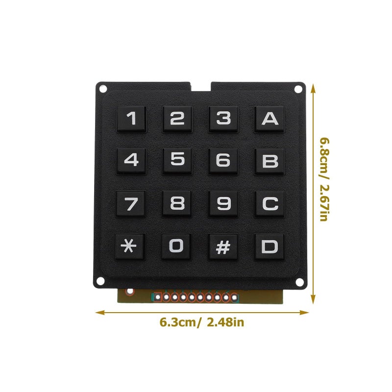 16 Key Matrix Array Keypad Switch Module Tactile Button Keyboard For Industrial Microcontroller Electronics Assembly Computer Peripheral Integration Black - Image 3
