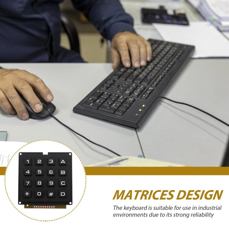 16 Key Matrix Array Keypad Switch Module Tactile Button Keyboard For Industrial Microcontroller Electronics Assembly Computer Peripheral Integration Black - Image 5