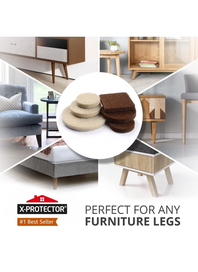 X-Protector Premium Two Colors Pack Furniture Pads 133 Piece Felt Pads Furniture Feet Brown 106 Beige 27 Various Sizes Best Wood Floor Protectors. Protect Your Hardwood And Laminate Flooring  - Image 2