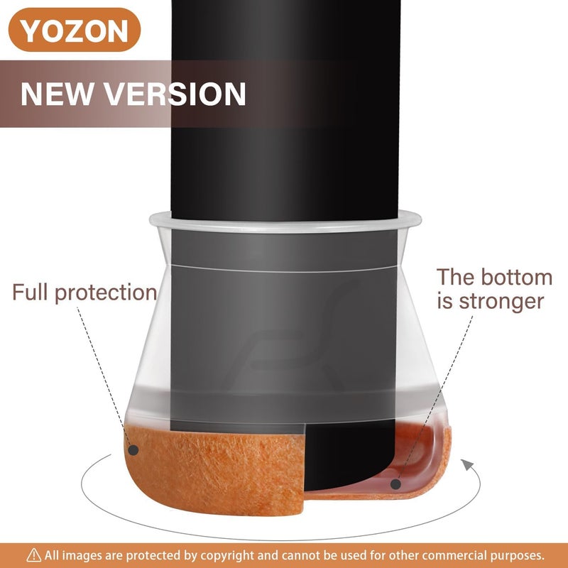 YOZON Chair Leg Floor Protectors for Hardwood Floors Felt Furniture Pads Silicone Caps 32 Pack Anti-Scratch Reduce Noise Clear Round Medium Fit 3/4" to 1-3/16" (19-30mm) - Image 2