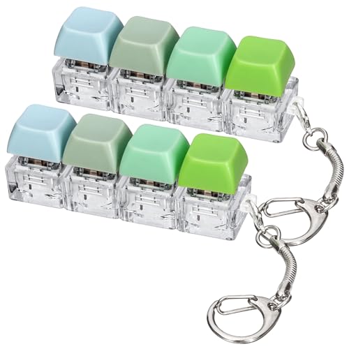 DEARIDAP 2 PCS Keyboard Fidget Keychains 4in1 Keyboard Button Clicker Keychain Push Bubble Sensory Fidgets for Kids Adults to Relief Pass Time Green - Image 1