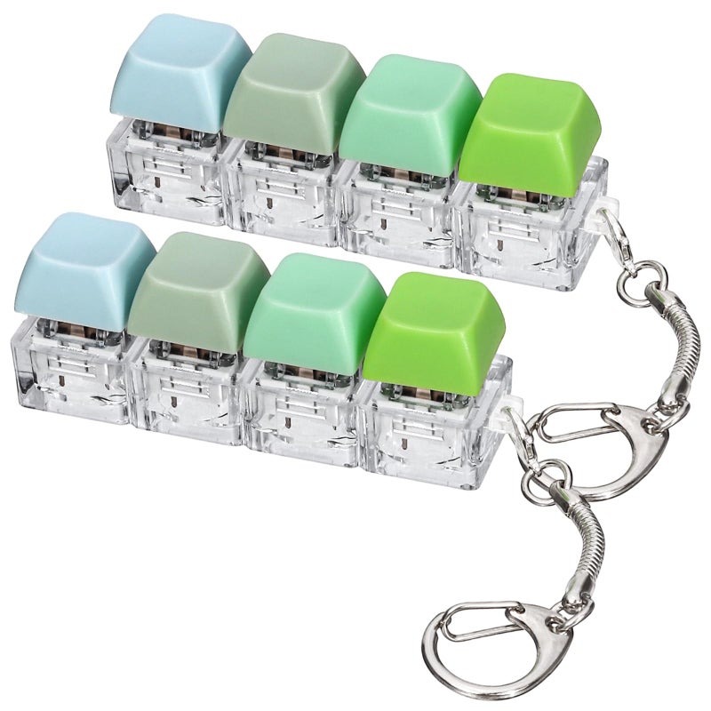 DEARIDAP 2 PCS Keyboard Fidget Keychains 4in1 Keyboard Button Clicker Keychain Push Bubble Sensory Fidgets for Kids Adults to Relief Pass Time Green - Image 3