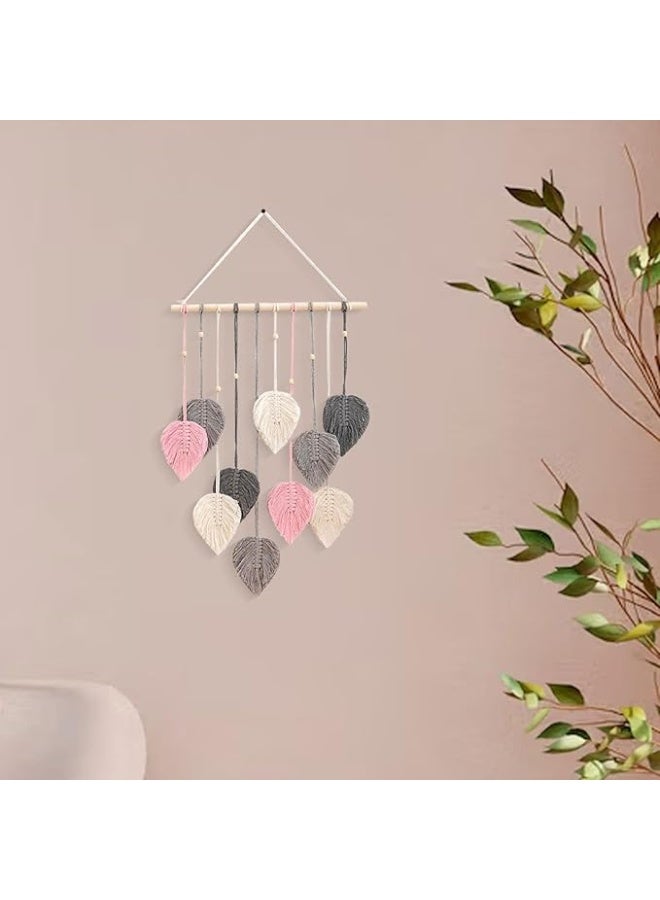 انتيكيانو نسيج حائط معلق من المكرمية بأوراق منسوجة - Image 3