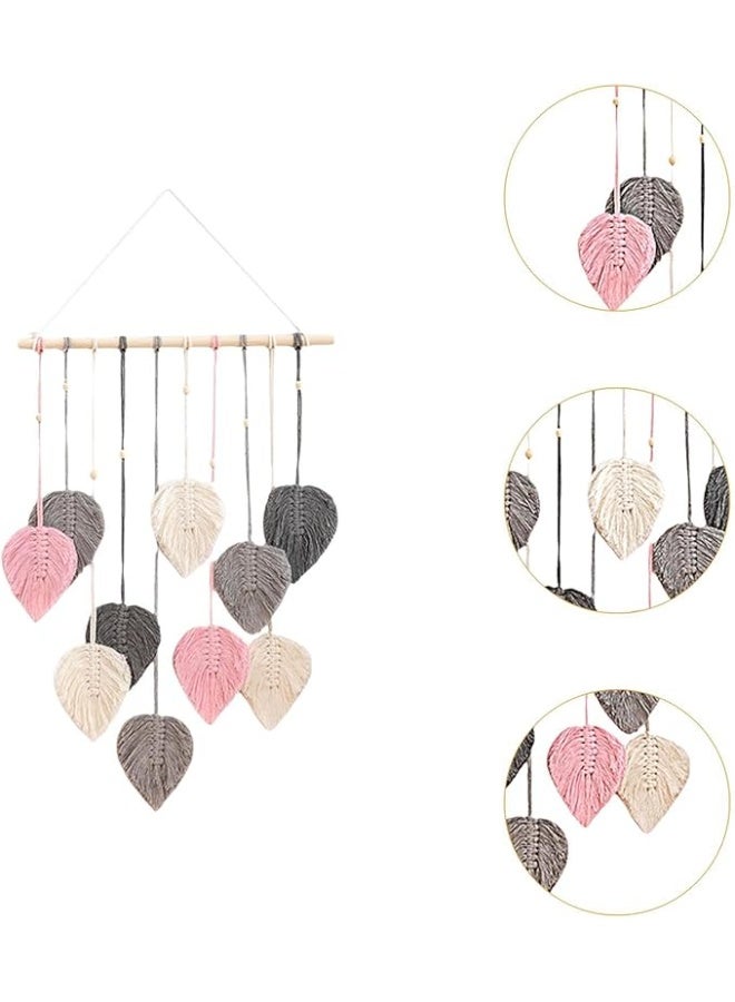 انتيكيانو نسيج حائط معلق من المكرمية بأوراق منسوجة - Image 5