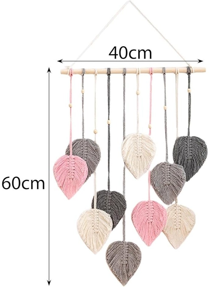 انتيكيانو نسيج حائط معلق من المكرمية بأوراق منسوجة - Image 4