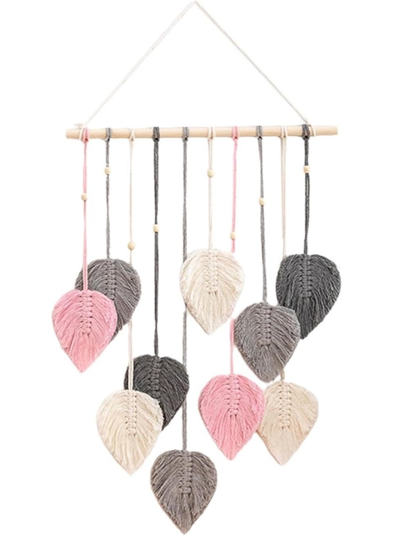 انتيكيانو نسيج حائط معلق من المكرمية بأوراق منسوجة - Image 1