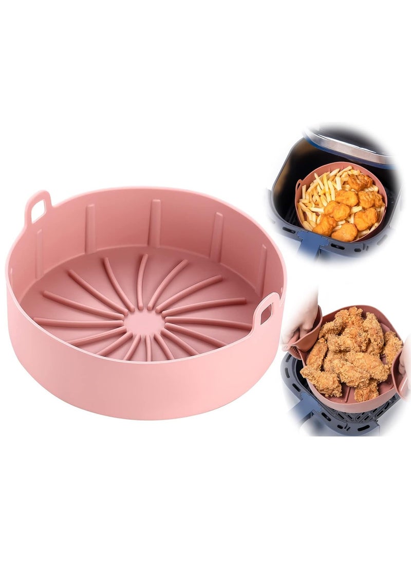 Zikra Air Fryer Liners Round Silicone Pot, Reusable Airfryer Oven Insert Silicone Bowl Easy Cleaning Air fryer Oven Accessories(7.5 Inch, Pink) - Image 1