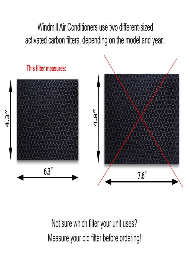 Welham Green Activated Carbon Filter 4-Pack Compatible with Windmill Air Conditioner, 6.3” x 4.3” x 3/16” (Smaller Version) - Odor & Smoke Absorption - Image 2