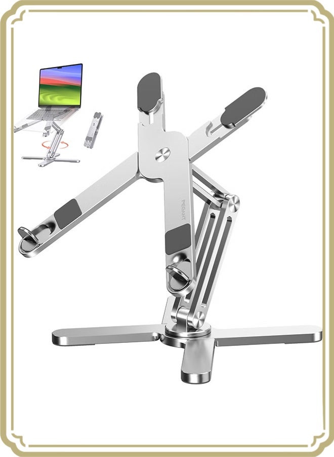 أبيكس حامل كمبيوتر محمول قابل للتعديل مع قاعدة دوارة 360 درجة من الألومنيوم حامل كمبيوتر محمول وحامل كمبيوتر محمول قابل للطي - Image 1