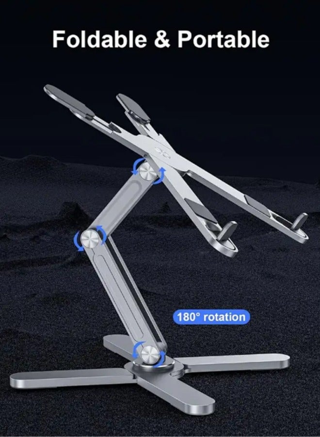 أبيكس حامل كمبيوتر محمول قابل للتعديل مع قاعدة دوارة 360 درجة من الألومنيوم حامل كمبيوتر محمول وحامل كمبيوتر محمول قابل للطي - Image 2