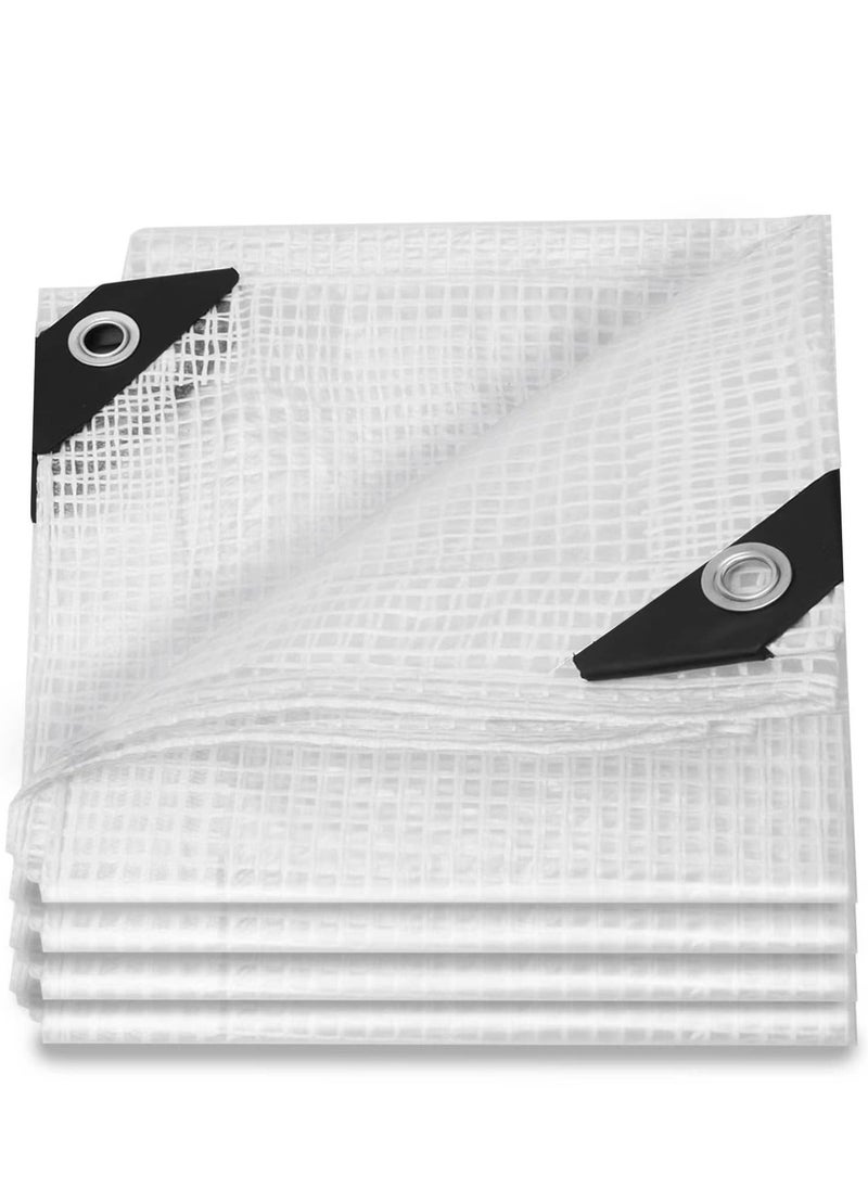 Y&D - Glass Clear Tarpaulin Heavy Duty Tarp with Reinforced Eyelets Thick PVC Waterproof Transparent Premium Quality Cover for Outdoor Camping Sheet - Image 1