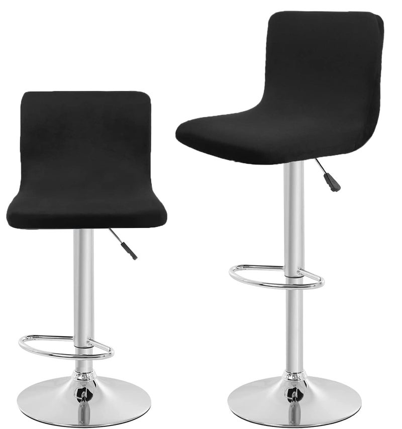 SONNACH SONNACH Velvet Bar Stool Seat Covers Square Barstool Covers SlipcoversCounter Height Chair Covers 2 Black 