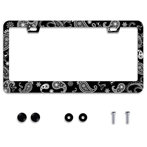 Omw2fyb Personalise Paisley Boho Printed License Plate Frames Color License Plate Frame Car Universal Stainless Steel Accessories Cars Decor 2 Holes Screws Fits Standard US Vehicles Size 122 x 6 Inches - Image 1