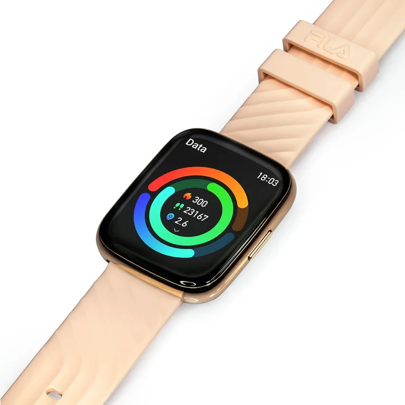 FILA Unisex Smartwatch Gold/Peach with Extra (Black) Silicone Strap - 45mm