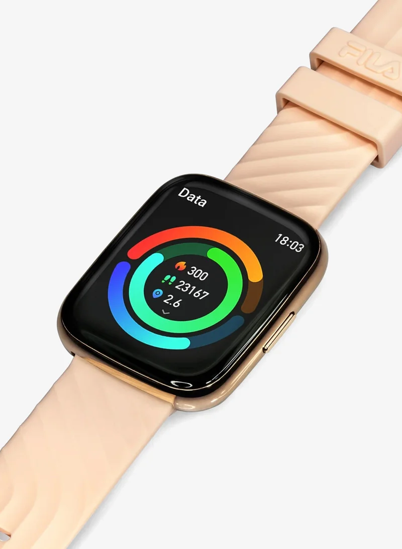 Fila  Unisex Smartwatch Gold/Peach with Extra (Black) Silicone Strap - 45mm  | Best Price UAE