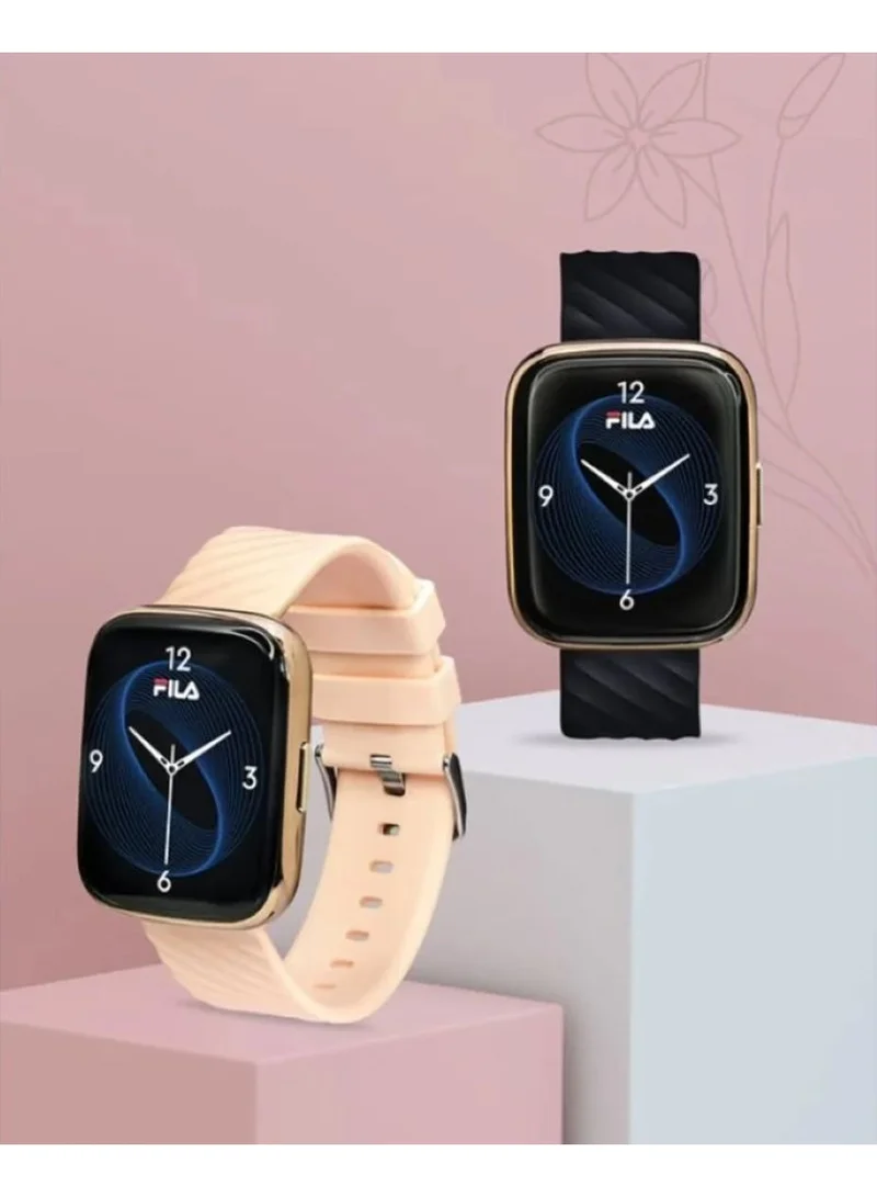 Fila Unisex Smartwatch Gold/Peach with Extra (Black) Silicone Strap - 45mm