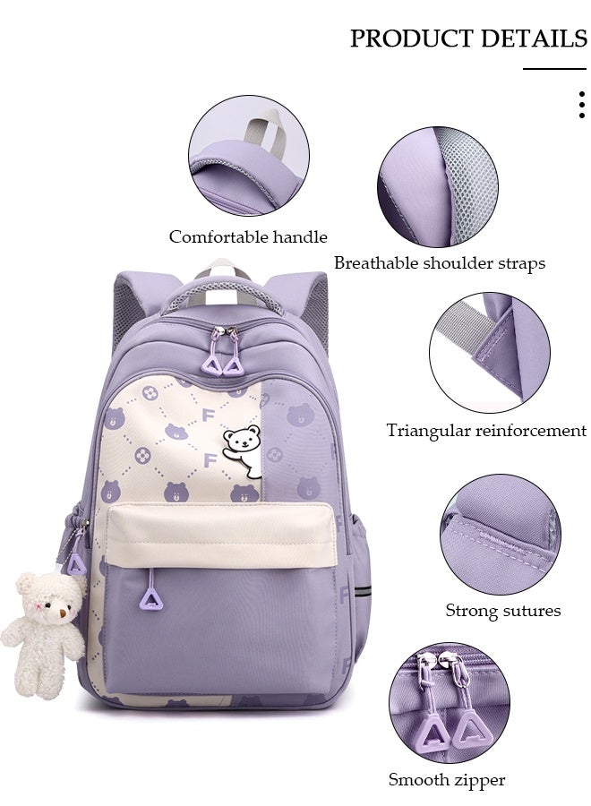 DUNISO Girl's School Backpack Waterproof Book Bag with Compartments for Teen Girl Kid Students Elementary School Kids' School Bag With Large Capacity and Reflective strip - Image 5