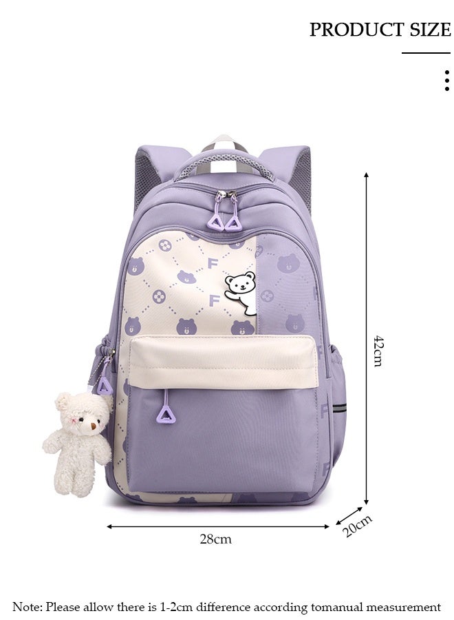 DUNISO Girl's School Backpack Waterproof Book Bag with Compartments for Teen Girl Kid Students Elementary School Kids' School Bag With Large Capacity and Reflective strip - Image 2