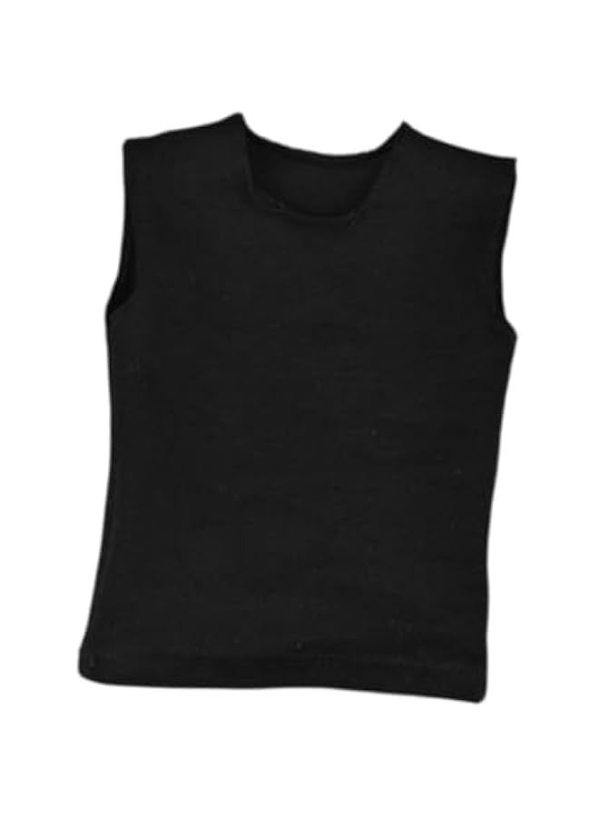 1/6 Male Figure T Shirt Sleeveless Vest Outfits Short Sleeve Doll Clothes Mini for 12 inch Accs Male Action Figures Dress up, Black  - Image 1