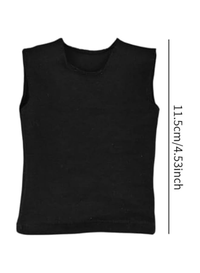 1/6 Male Figure T Shirt Sleeveless Vest Outfits Short Sleeve Doll Clothes Mini for 12 inch Accs Male Action Figures Dress up, Black  - Image 4