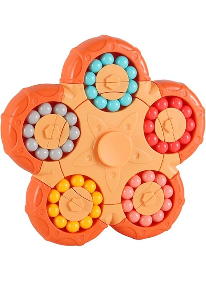 Orange Magic Bean Puzzle Toy, 2-in-1 Rotating Cube, suitable for children aged 3, 5-7, 8-12, teens, and adults. - Image 1