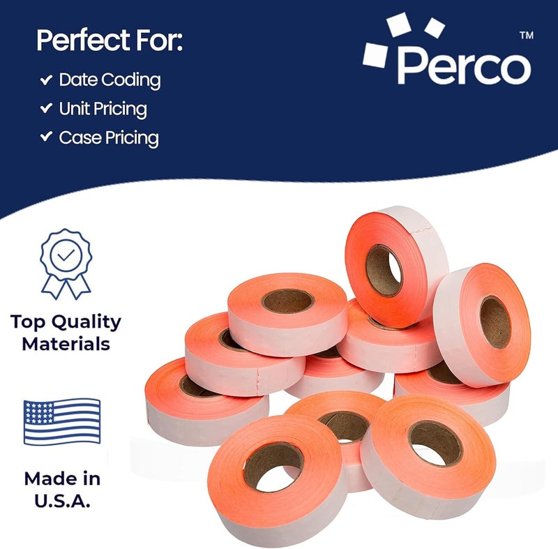 Perco 1812 Fluorescent Red Pricing Labels for Garvey 18-6 One Line Price Gun – 11 Rolls – 14,000 Price Marking Labels - Image 4